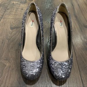 Grey sparkly heels
